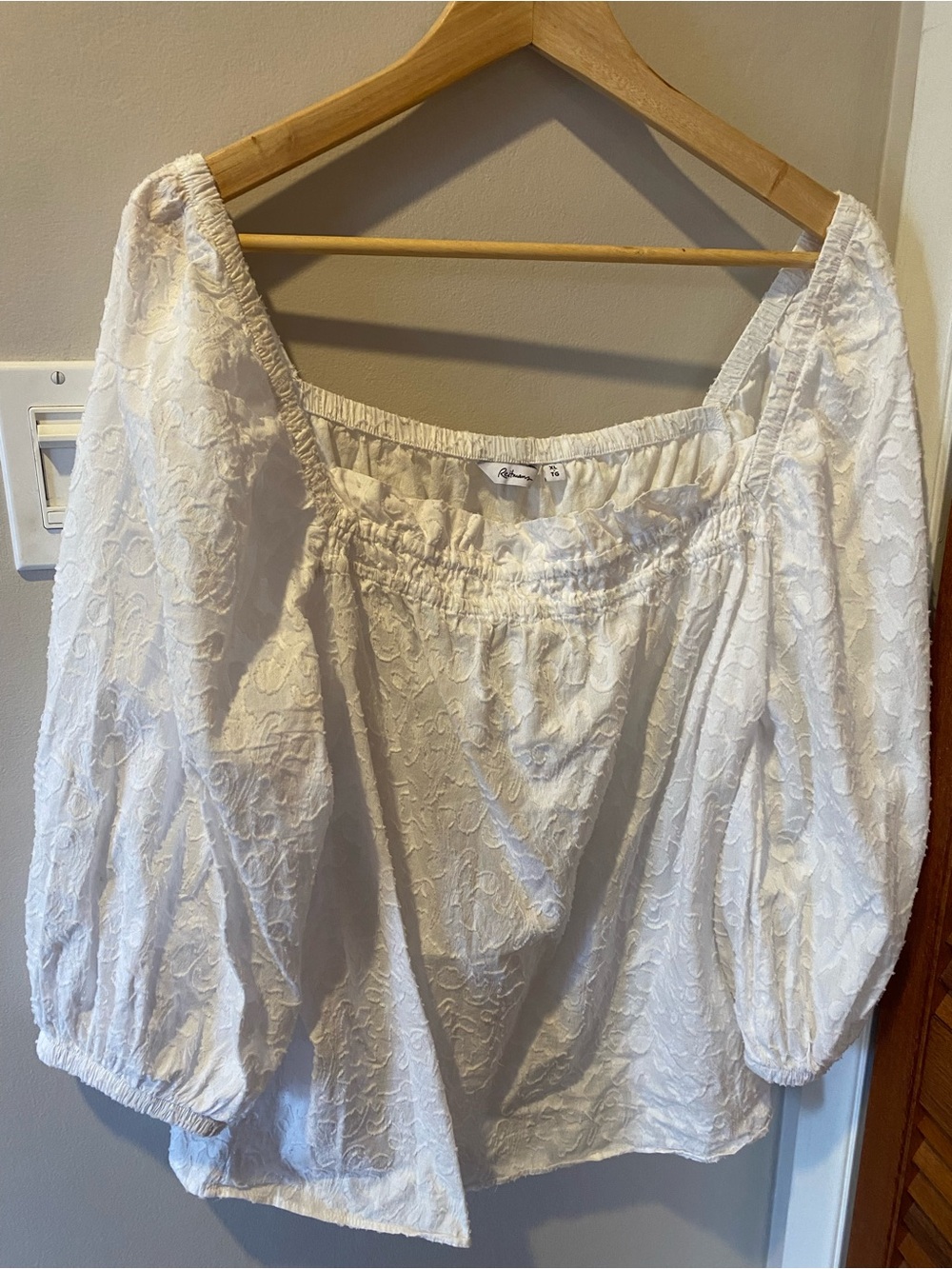 Reitmans White Embroidered Off-Shoulder Blouse